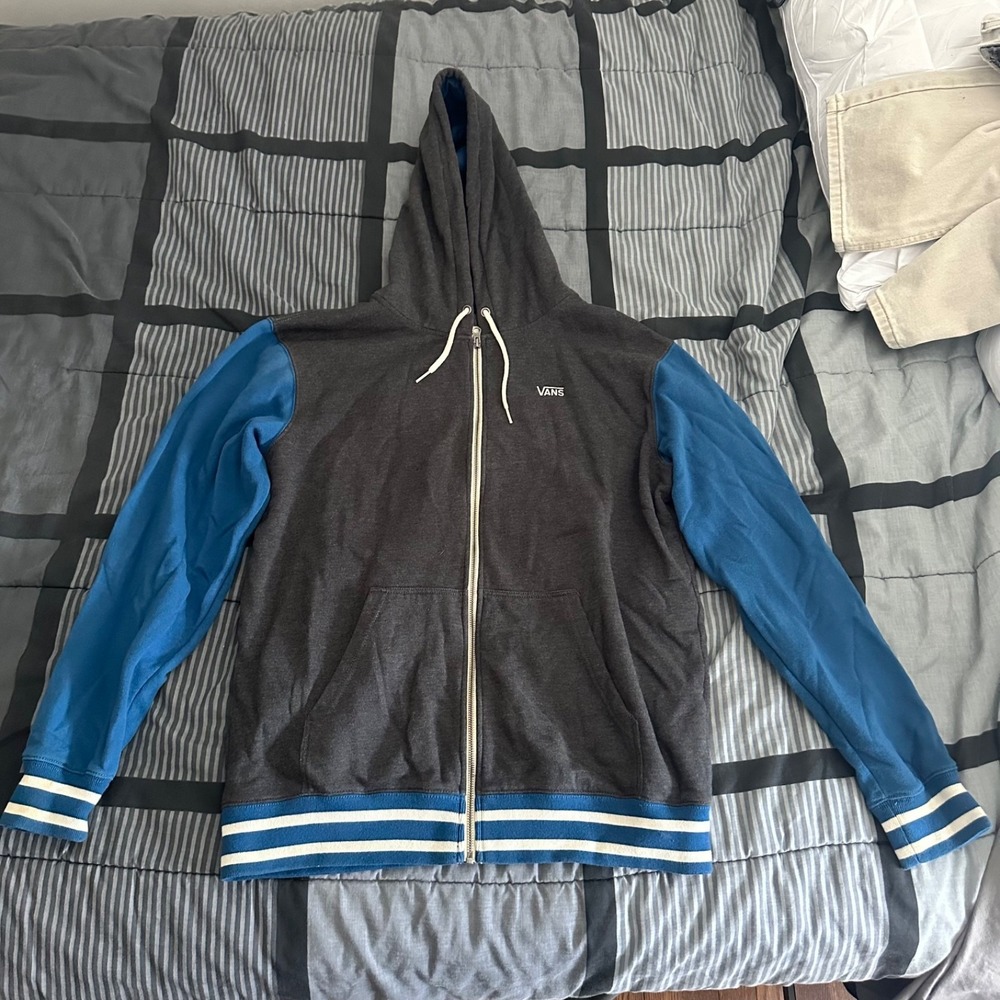 Vintage VANS "Off The wall" Full Zipper Small Blue Gray Hoodie XL